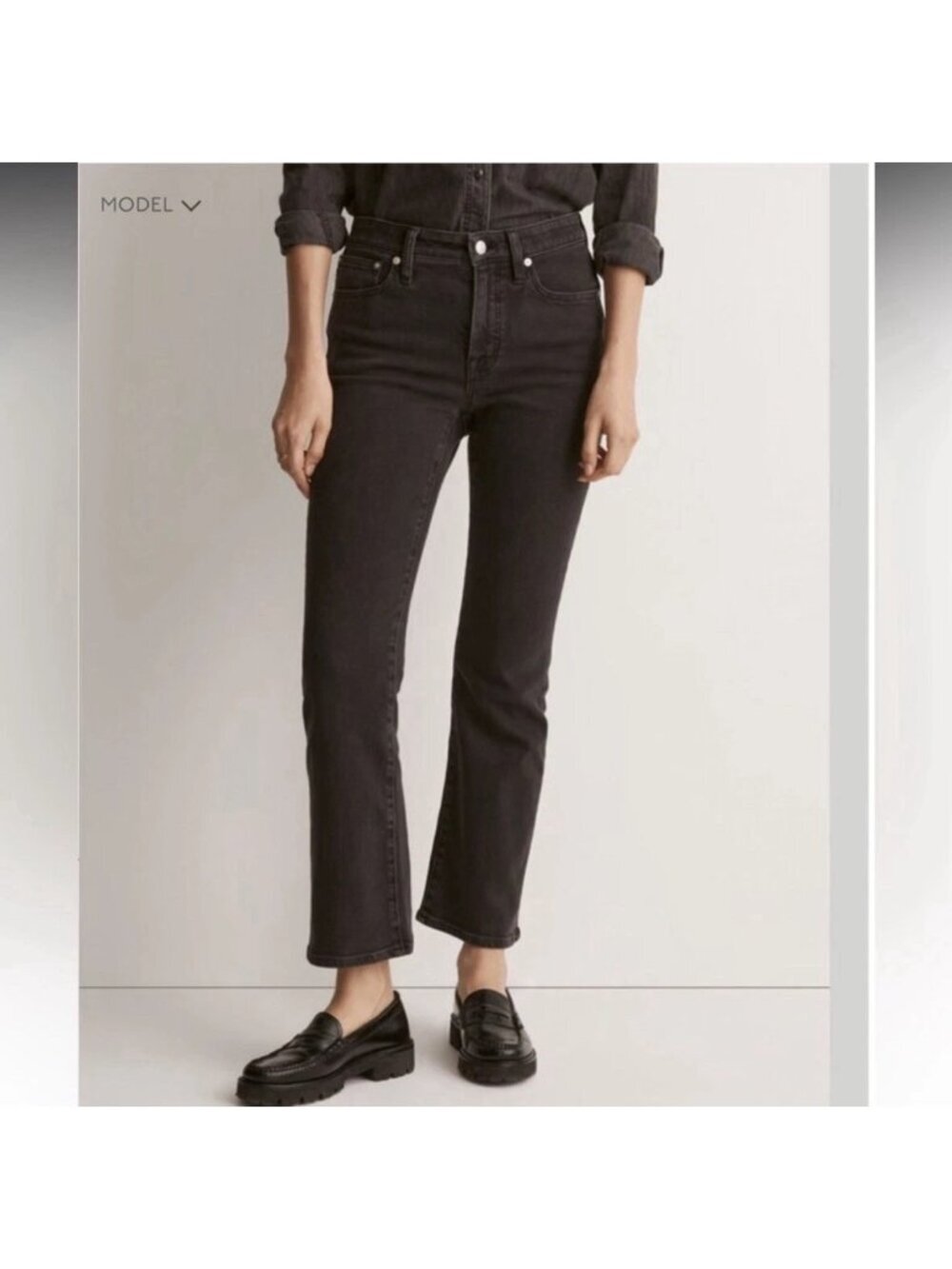 Madewell The Stretch Flare Crop Jean High Rise Minimalist Black Neutral Size 29